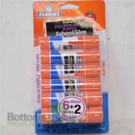 Elmers 0.21 oz Washable Disappearing School Glue Stick - Purple, 8PK EPIE1591E1560